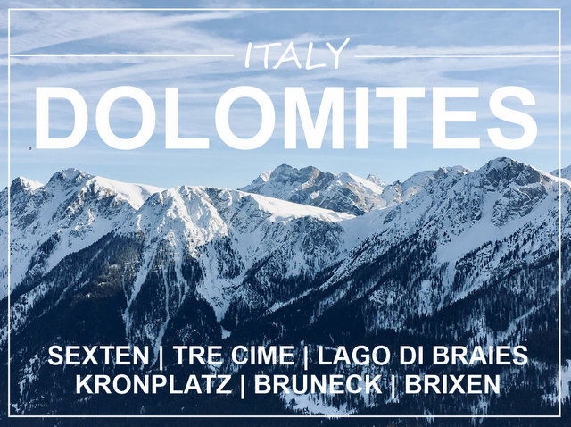 Italy Dolomites winter camping skiing Sexten Kronplatz Lago di Braies road trip