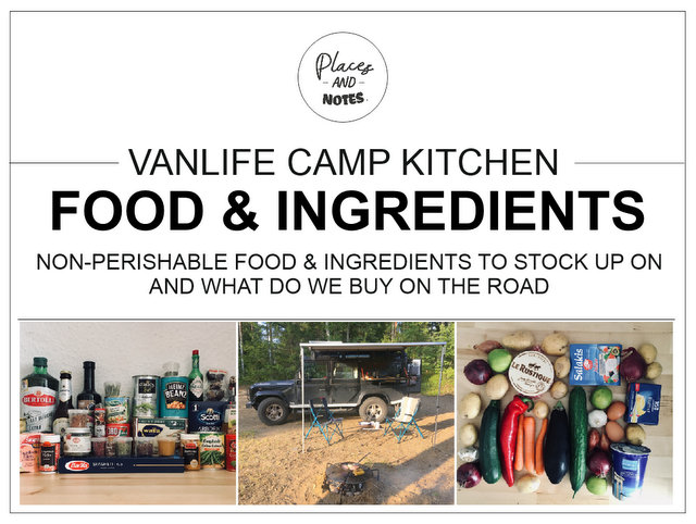 Vanlife camp kitchen food and ingredients