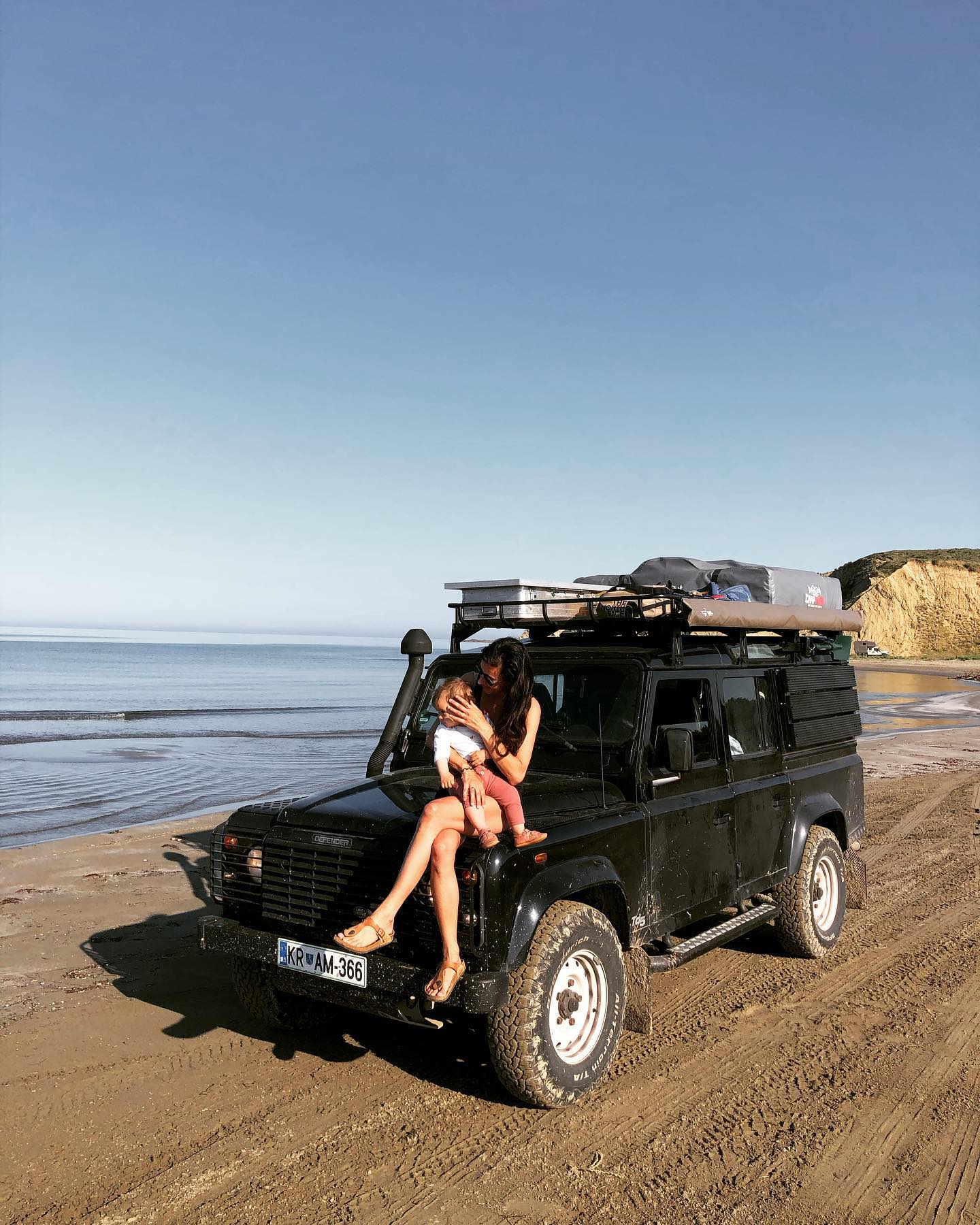 Hello Albania! This was our plan already 3 years ago, but something came up every time. What was meant to be a trip for 2 is now a trip for 3 but never mind, Mila is having the time of her life with all the stray cats & dogs, cows, goats and driving off roads. So good to finally be here 💙 #albania #landylove