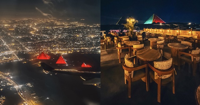 Kairo-Giza-piramide-večerna-osvetlitev-potopis-potovanje
